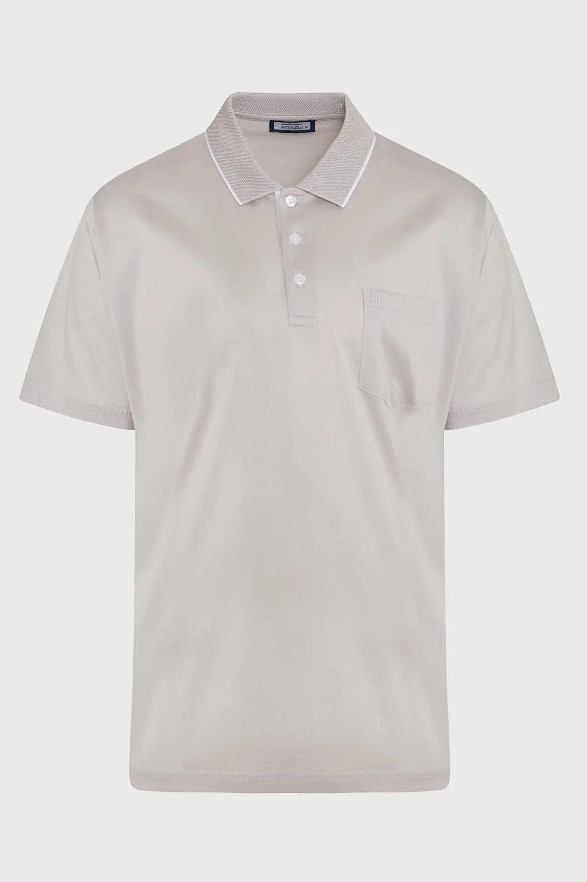 Regular Fit Light Gray Basic 100% Cotton Polo T-Shirt