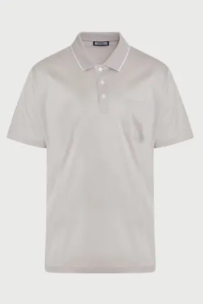 Regular Fit Light Gray Basic 100% Cotton Polo T-Shirt