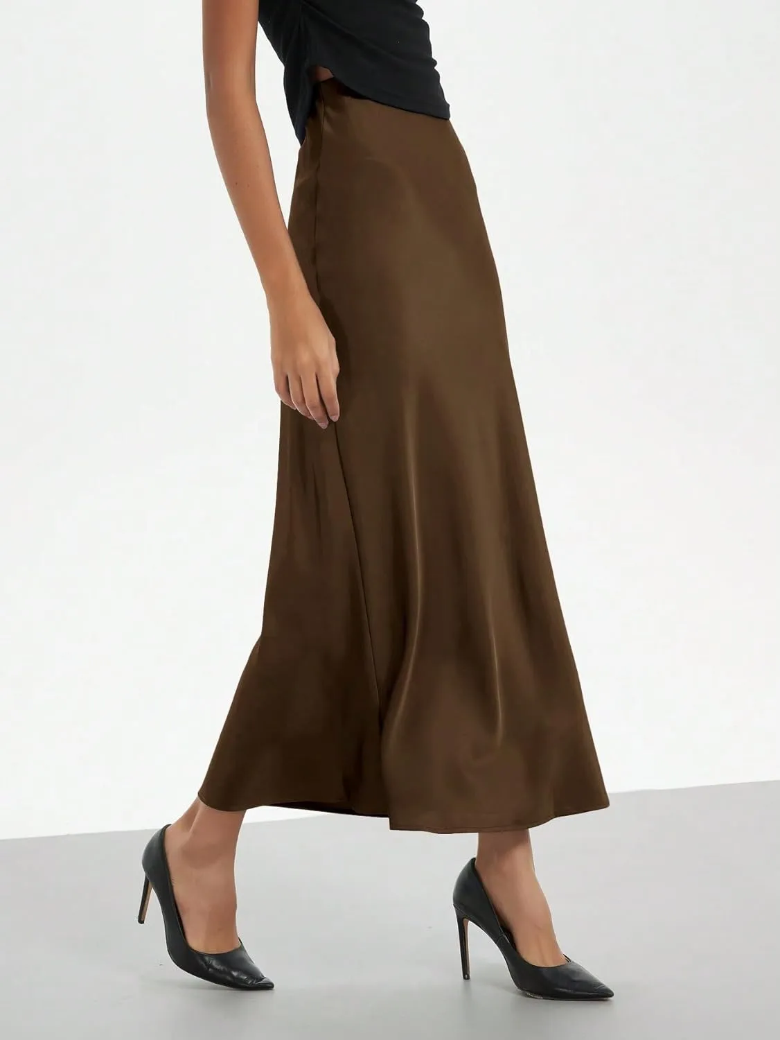 Sexy Slim Fit Women's Casual Stretch Satin Skirt for Womens