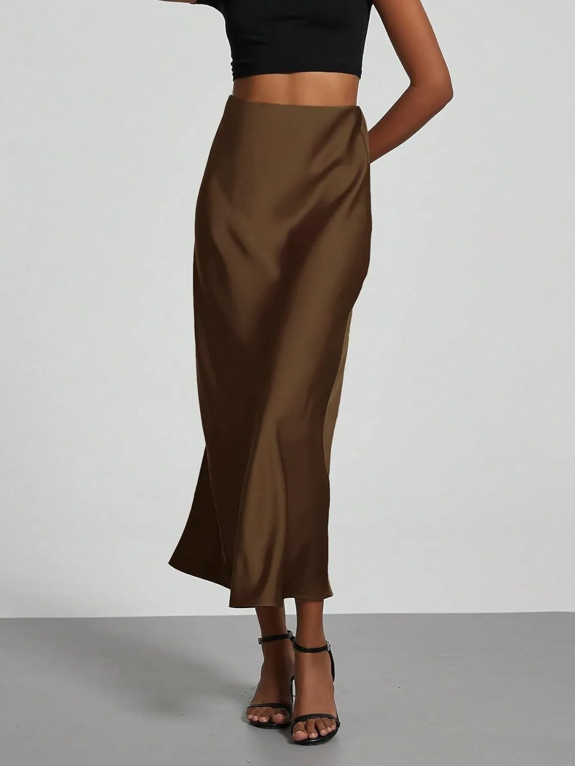 Sexy Slim Fit Women's Casual Stretch Satin Skirt for Womens