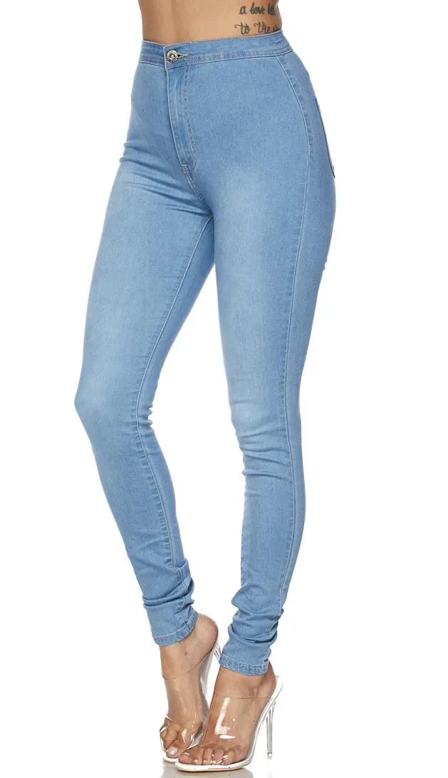 Super High Waisted Stretchy Skinny Jeans (S-3XL) - Light Blue