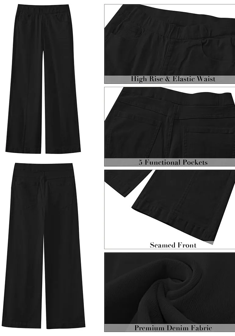 True Black Women's Stretchy Pull On Jeans High Waisted Denim Pants