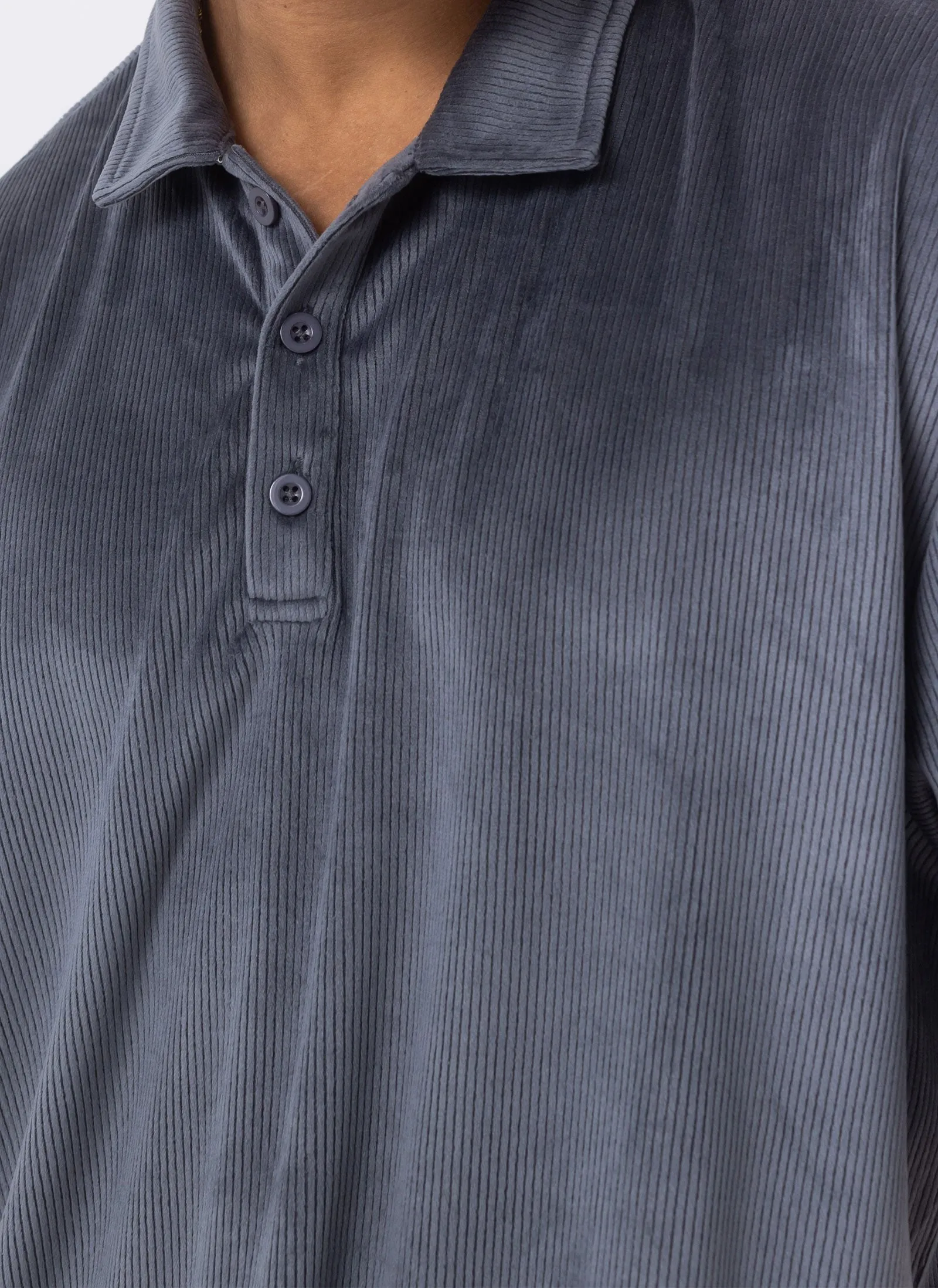 Velour Cord Polo Cobalt
