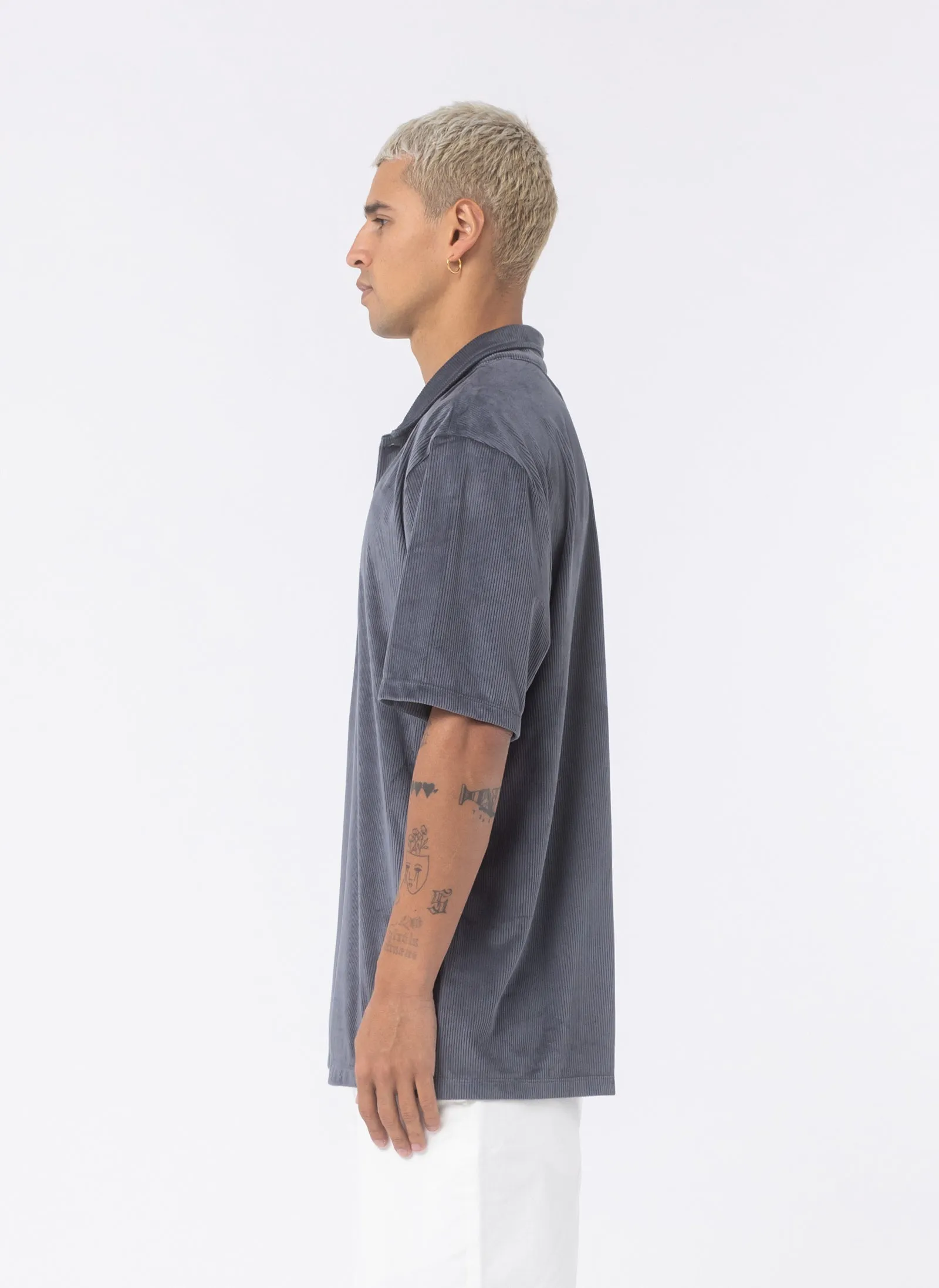 Velour Cord Polo Cobalt