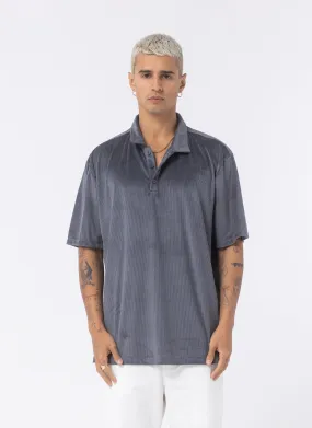 Velour Cord Polo Cobalt