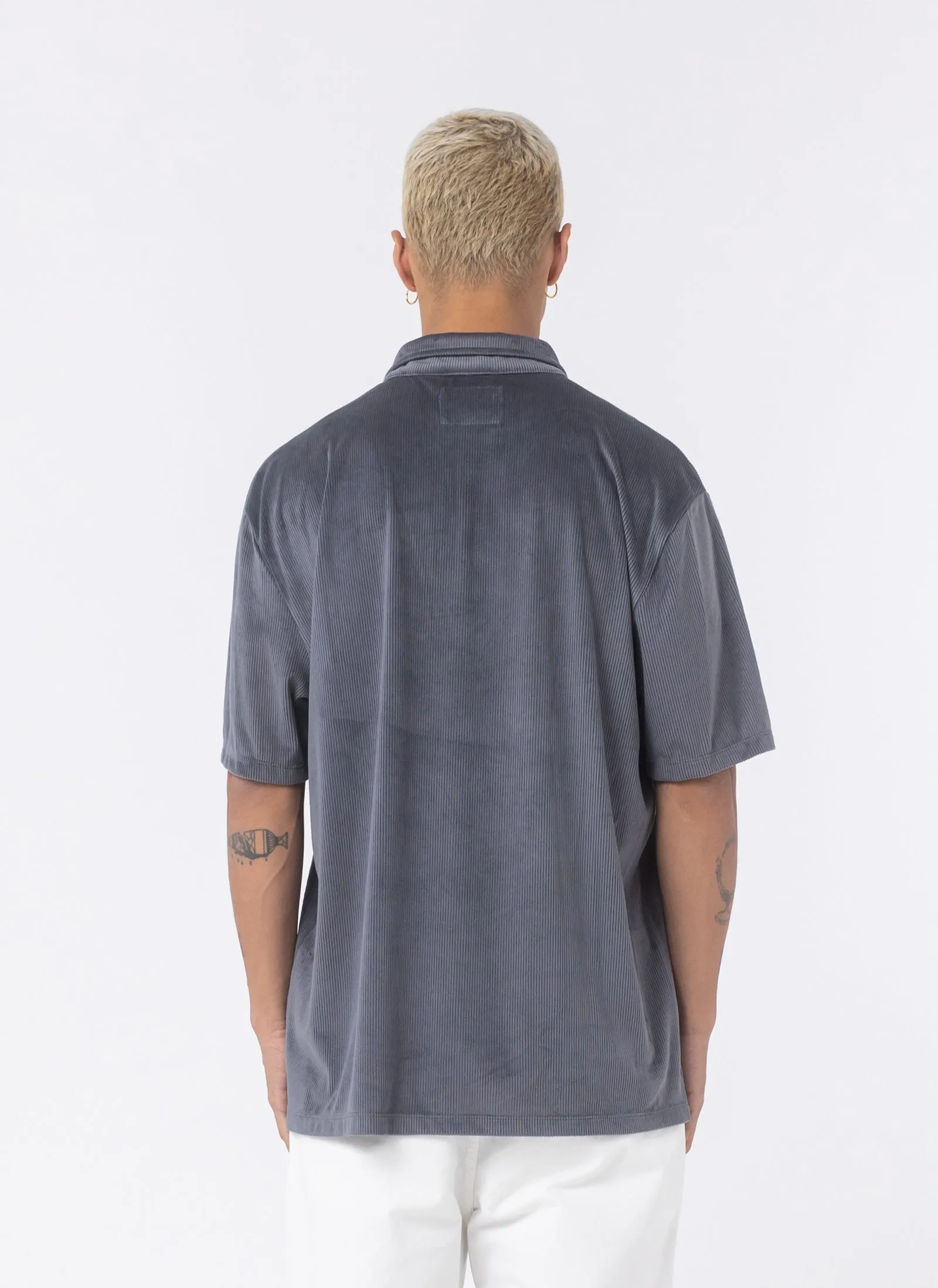 Velour Cord Polo Cobalt