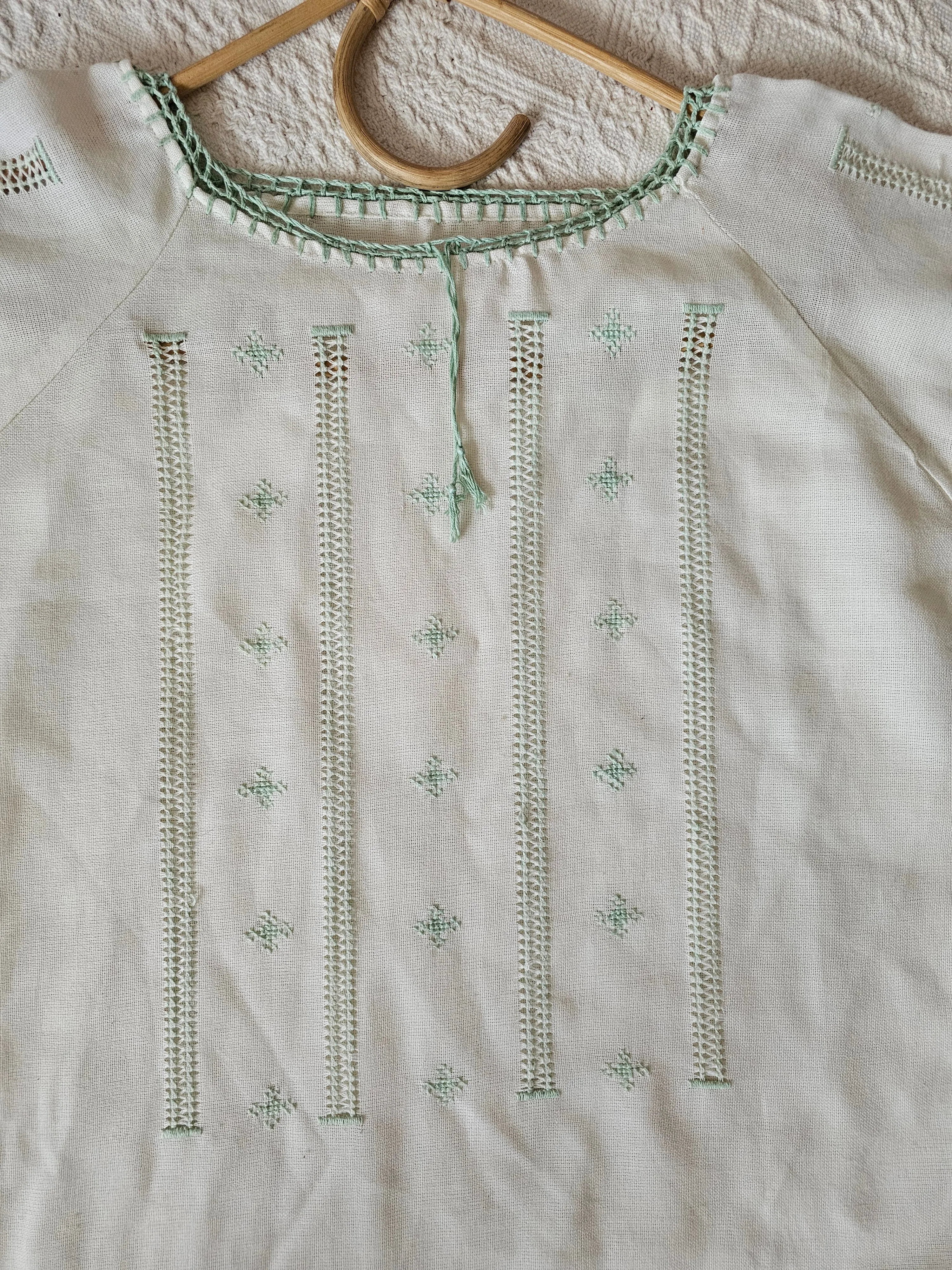 VINTAGE COTTON EMBROIDERED BLOUSE M