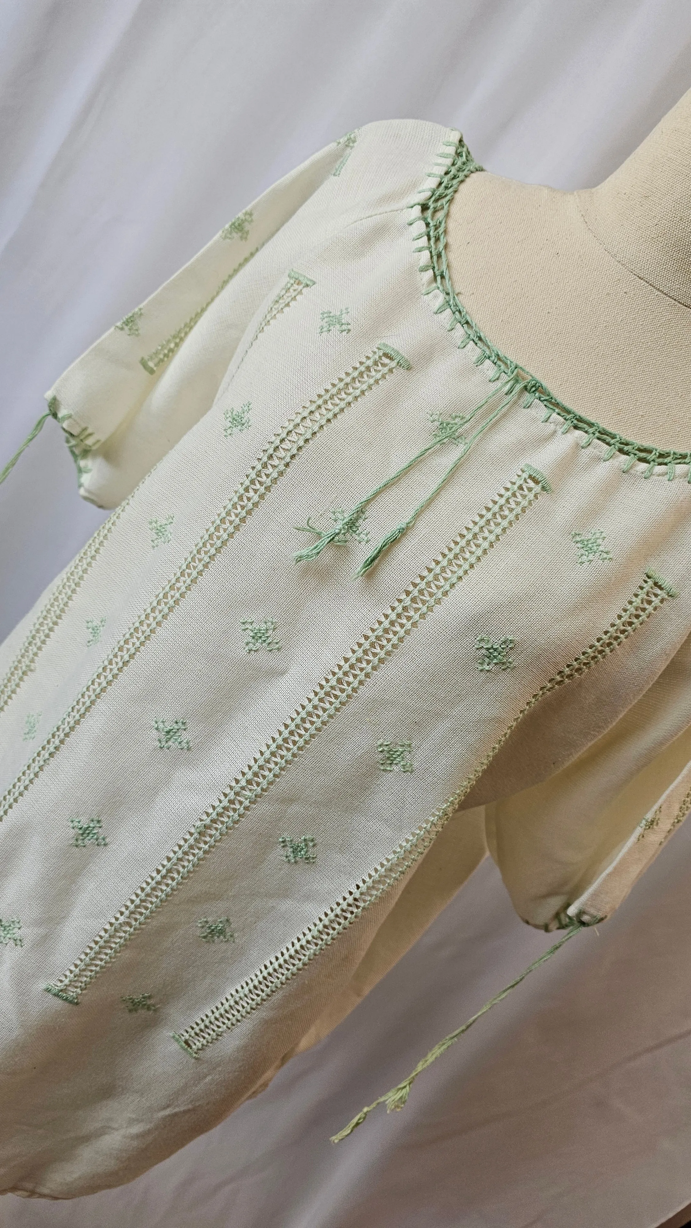 VINTAGE COTTON EMBROIDERED BLOUSE M