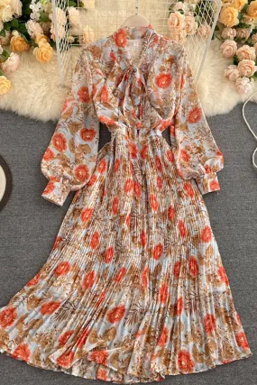 Vintage Dress, Boho Maxi Dress, Gown, Pink Rose Garden