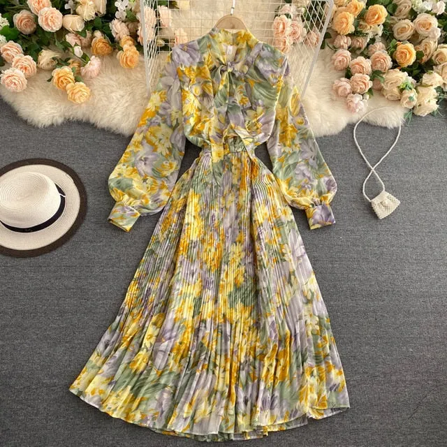 Vintage Dress, Boho Maxi Dress, Gown, Pink Rose Garden