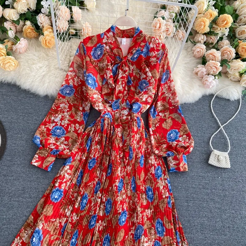 Vintage Dress, Boho Maxi Dress, Gown, Pink Rose Garden