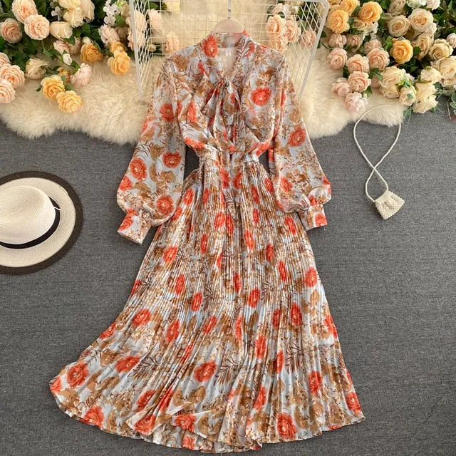 Vintage Dress, Boho Maxi Dress, Gown, Pink Rose Garden
