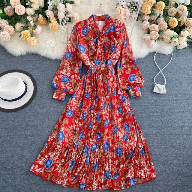 Vintage Dress, Boho Maxi Dress, Gown, Pink Rose Garden