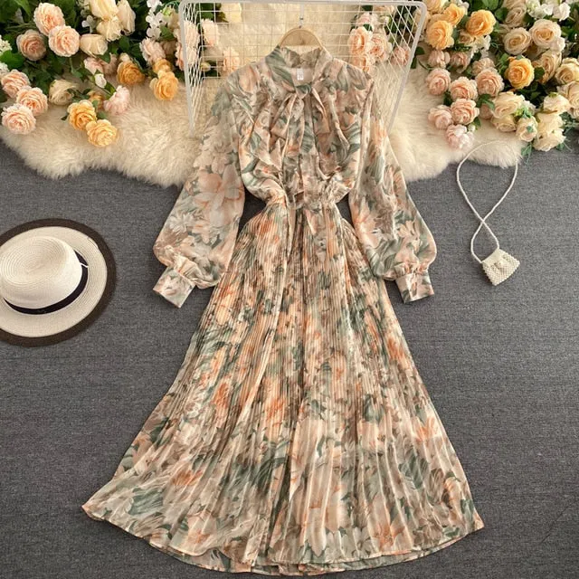 Vintage Dress, Boho Maxi Dress, Gown, Pink Rose Garden