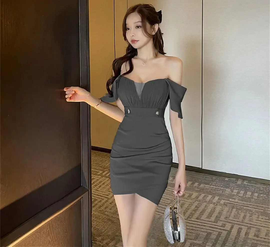 Women Shoulder Hugging Short Skirt for Women, Sexy Nightclub Dress