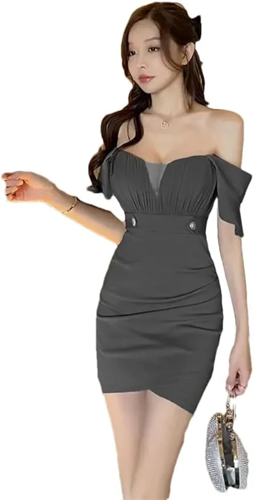 Women Shoulder Hugging Short Skirt for Women, Sexy Nightclub Dress
