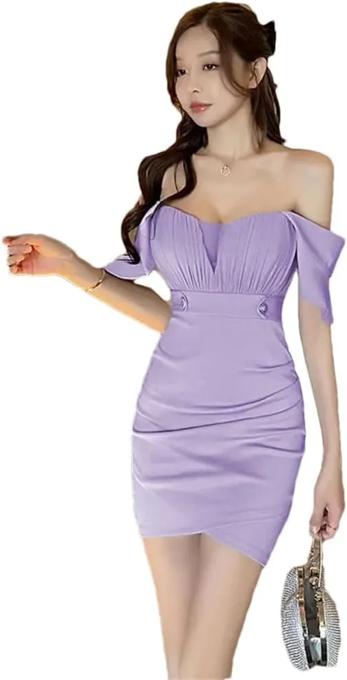 Women Shoulder Hugging Short Skirt for Women, Sexy Nightclub Dress