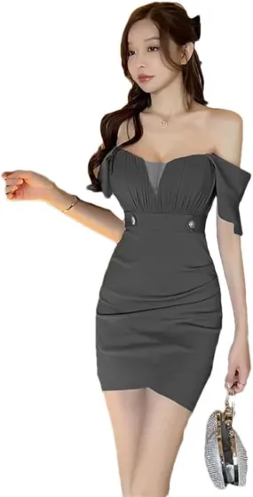 Women Shoulder Hugging Short Skirt for Women, Sexy Nightclub Dress