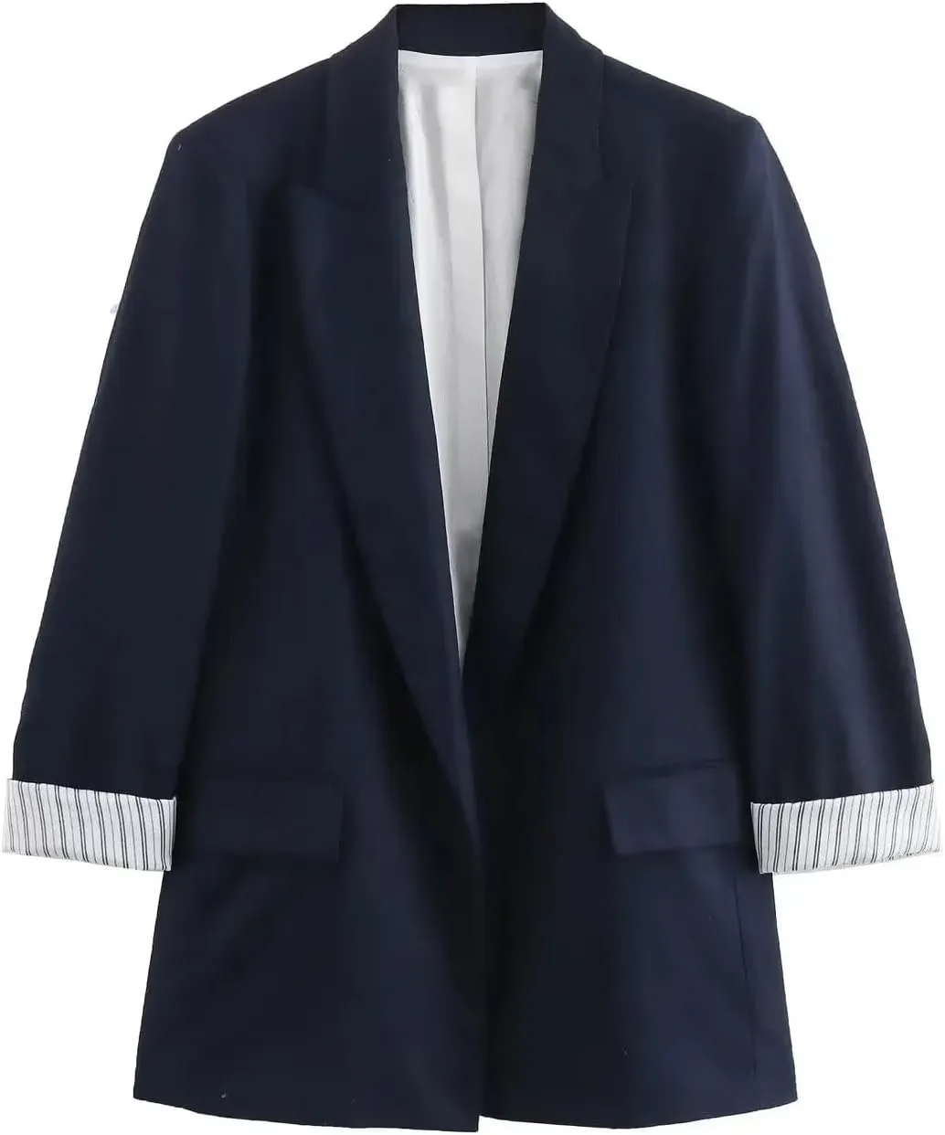Women Solid Linen Blazer Notched Collar Female Chic Office Lady Business Outfits