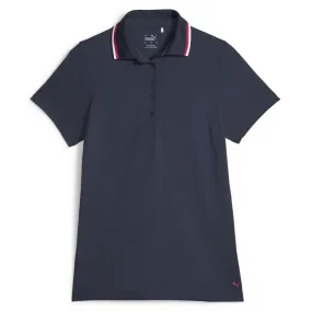 Womens CLOUDSPUN Tipped SS Polo Navy Blazer-Pinktastic - AW23