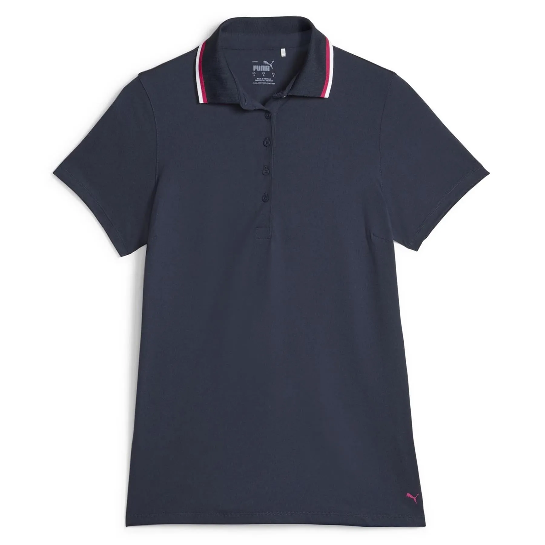 Womens CLOUDSPUN Tipped SS Polo Navy Blazer-Pinktastic - AW23