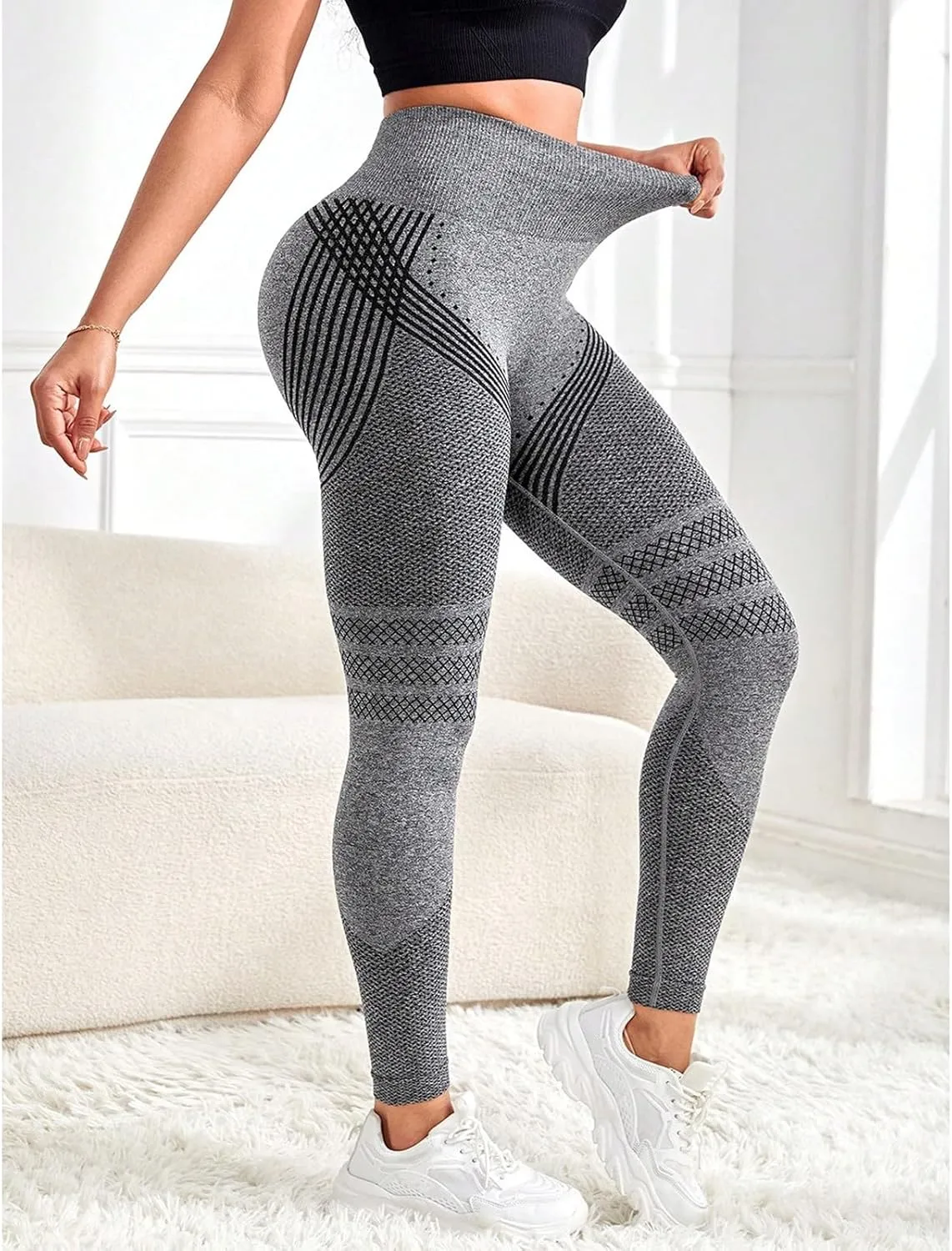 Women's High Waisted Yoga Pants Butt Lift Fashion Long Sport Stretchy Yoga Leggings